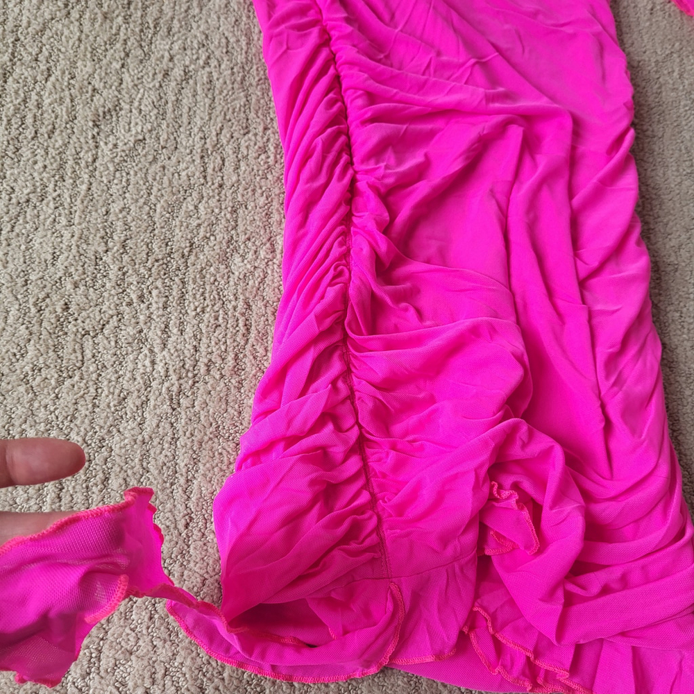 Women’s Sleeveless Ruffle Mini Bodycon Dress – Hot Pink – Size XL – NWOT - Picture 6 of 13